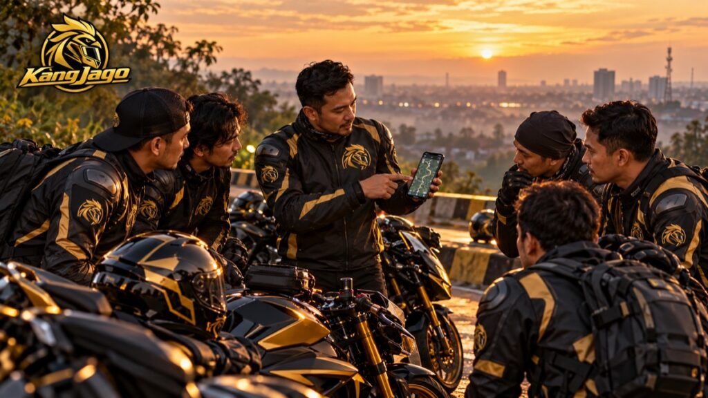 Komunitas KangJago melakukan briefing sunmori Medan dengan peta rute