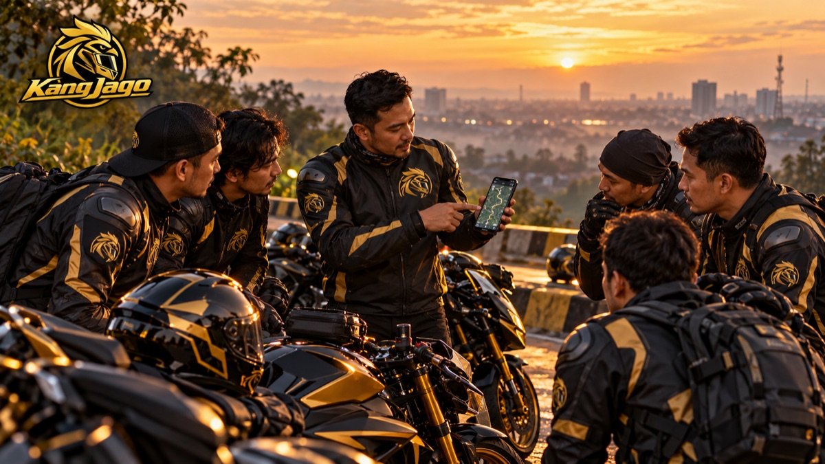 Komunitas KangJago melakukan briefing sunmori Medan dengan peta rute