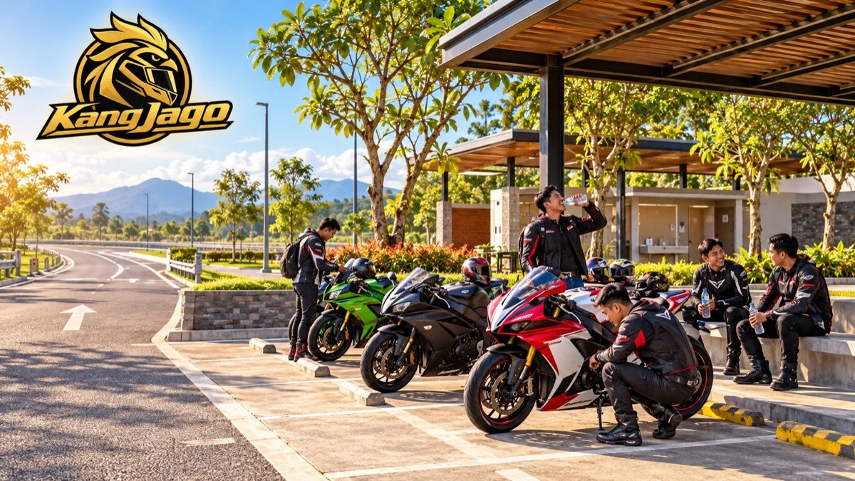 Rombongan KangJago berhenti di spot pit stop motor yang legal dan tertib